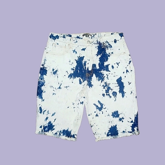 FashionNova Tie Dye Acid Wash Jean Shorts - Picture 3 of 5